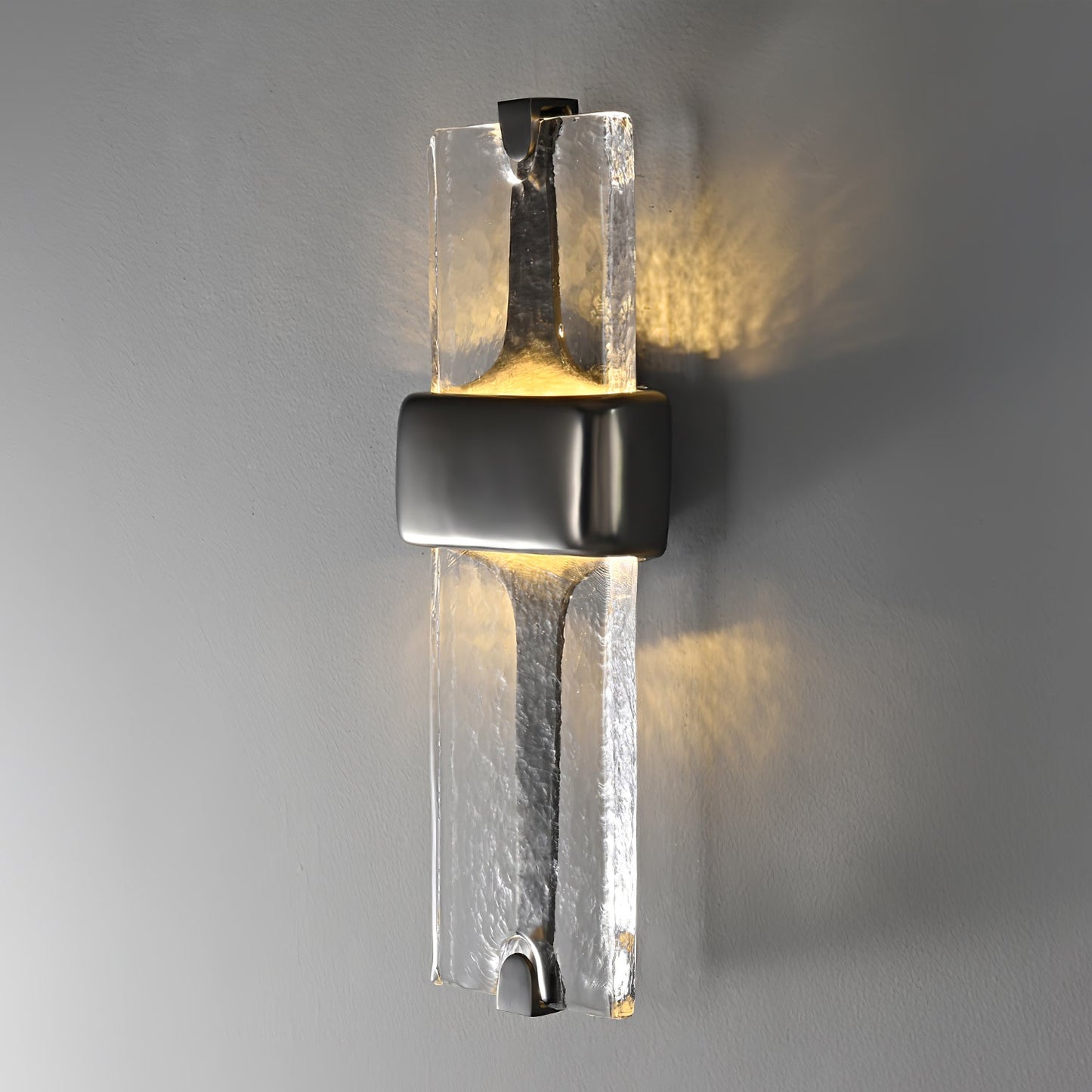Wall Lamp | Black Metal & Handcrafted Glass | Integrated LED