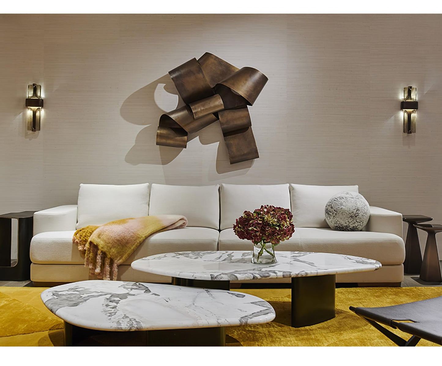 Wall Lamp | Black Metal & Handcrafted Glass | Integrated LED