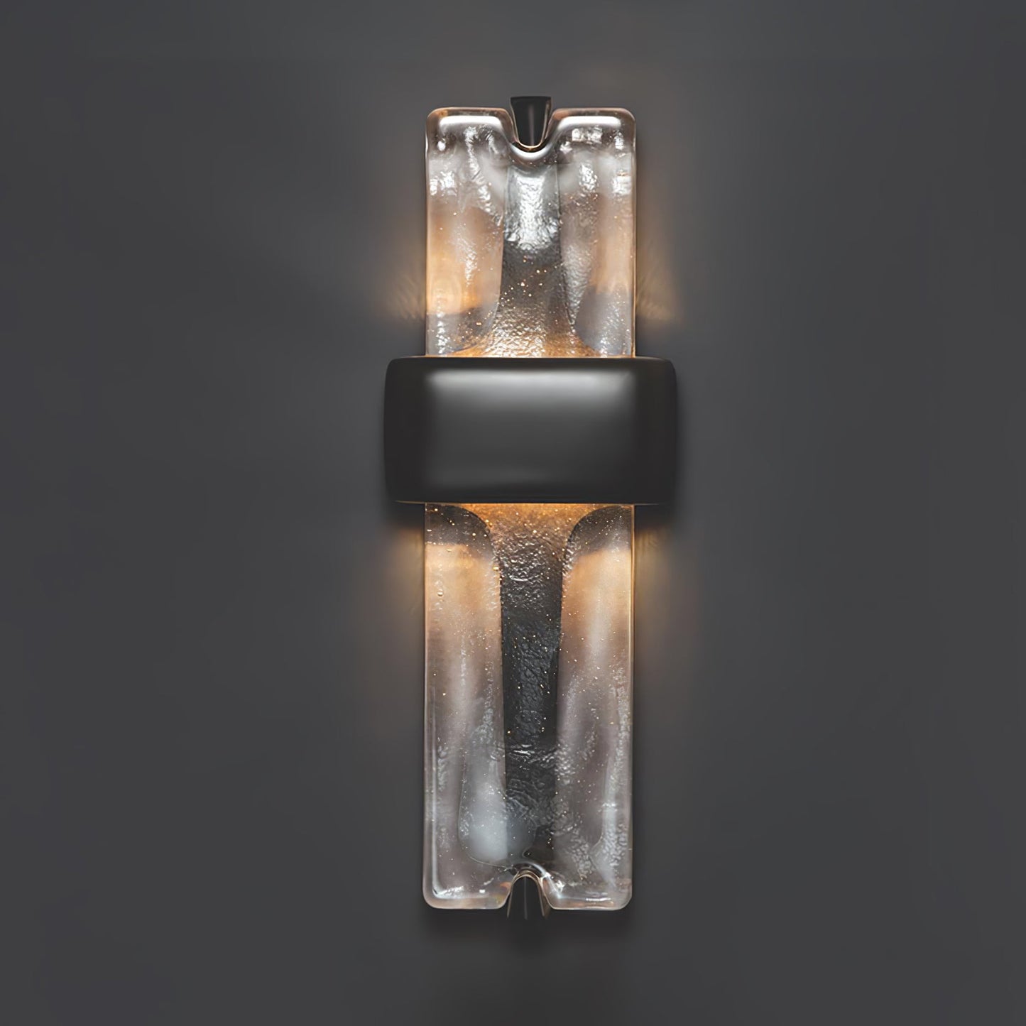 Wall Lamp | Black Metal & Handcrafted Glass | Integrated LED
