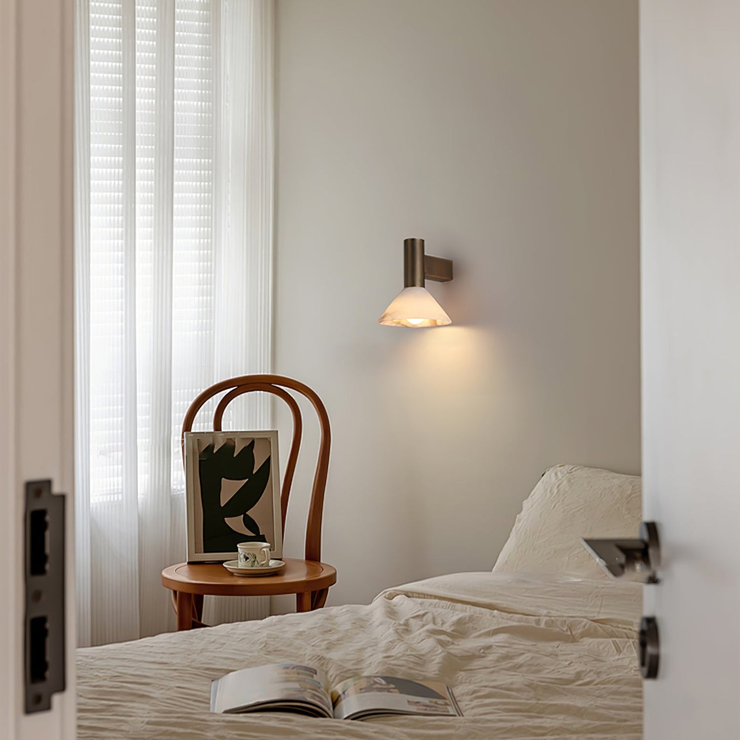 Torres Wall Sconce | Handmade Brass & Alabaster | Antique Bronze & White