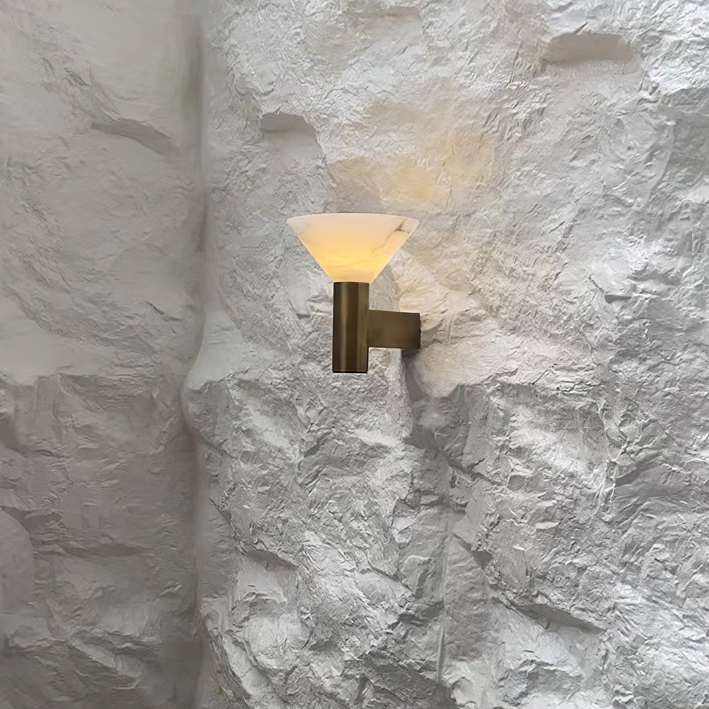 Torres Wall Sconce | Handmade Brass & Alabaster | Antique Bronze & White