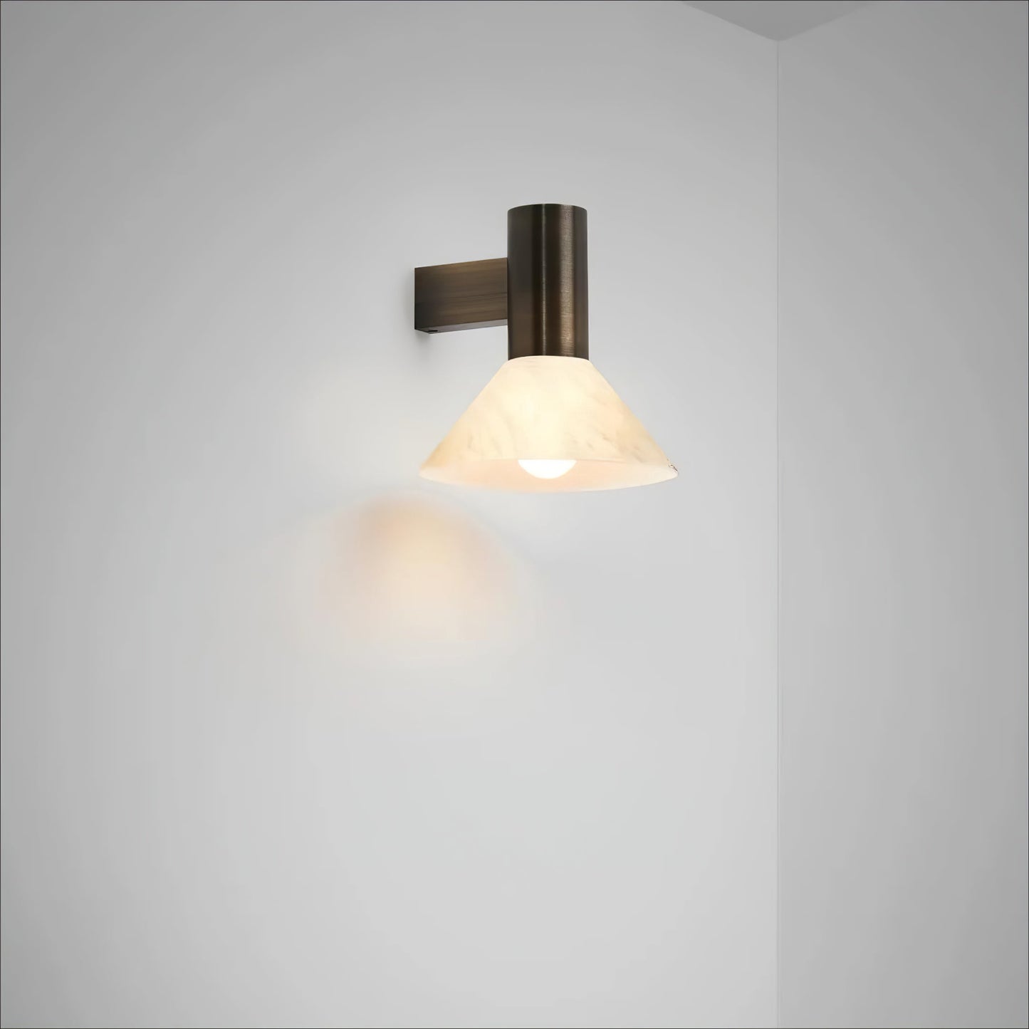 Torres Wall Sconce | Handmade Brass & Alabaster | Antique Bronze & White