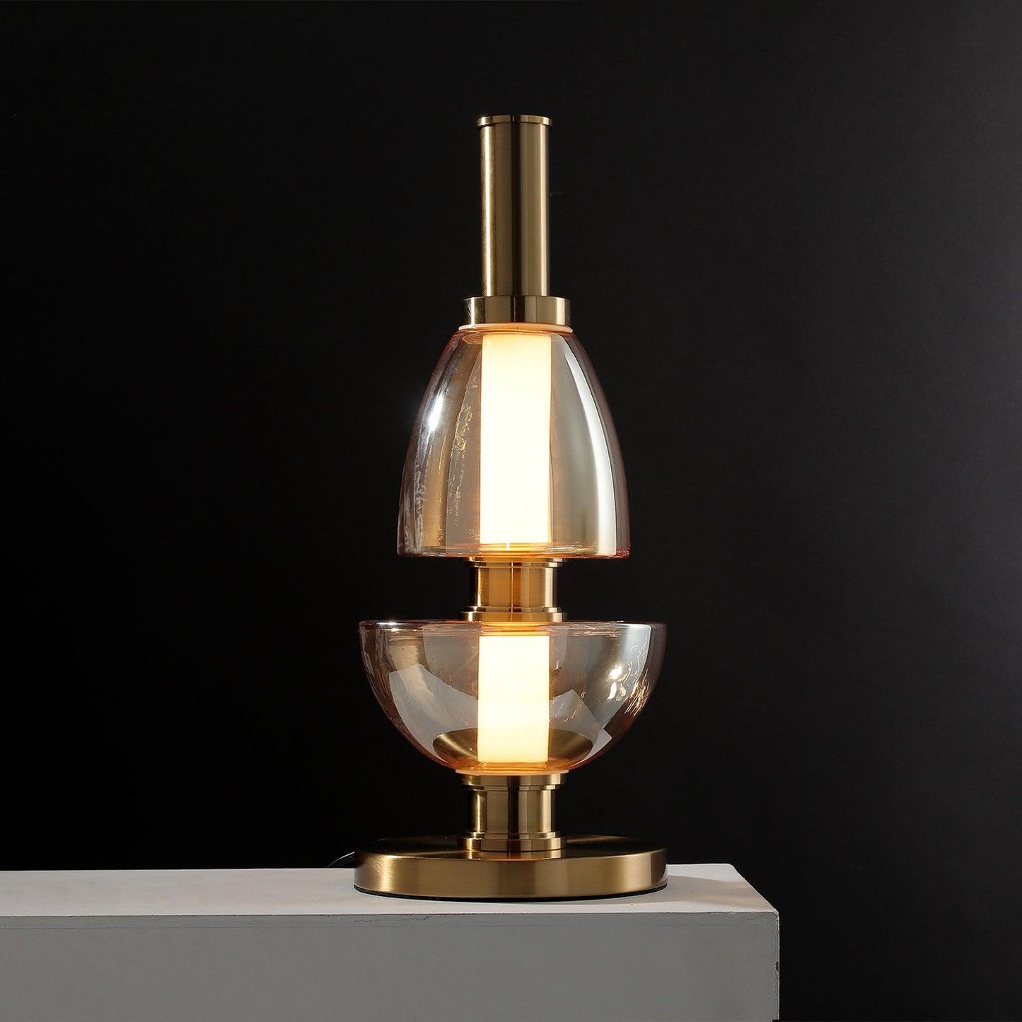 Symbol Table Lamp | Aluminium & Glass | Black & Gold