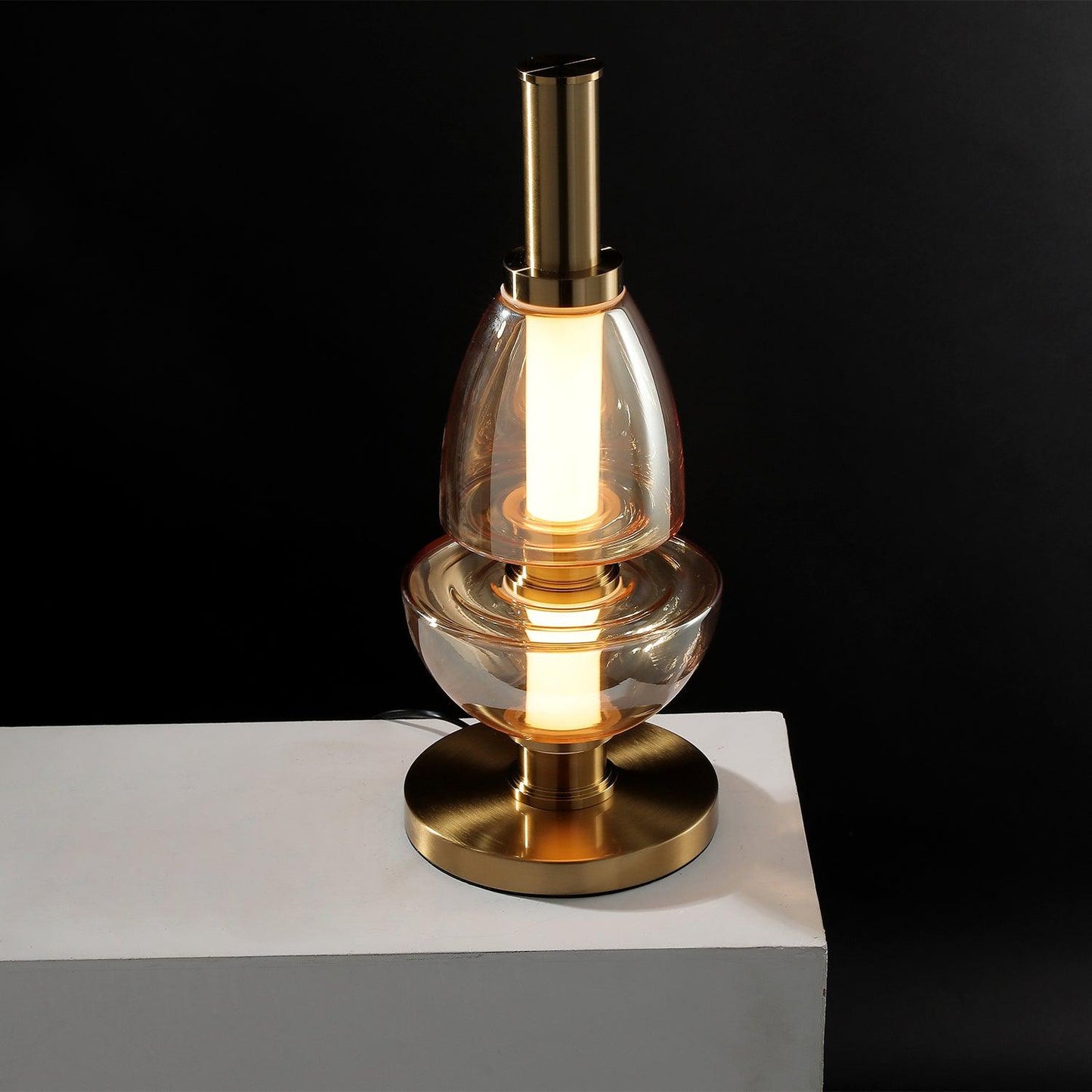 Symbol Table Lamp | Aluminium & Glass | Black & Gold