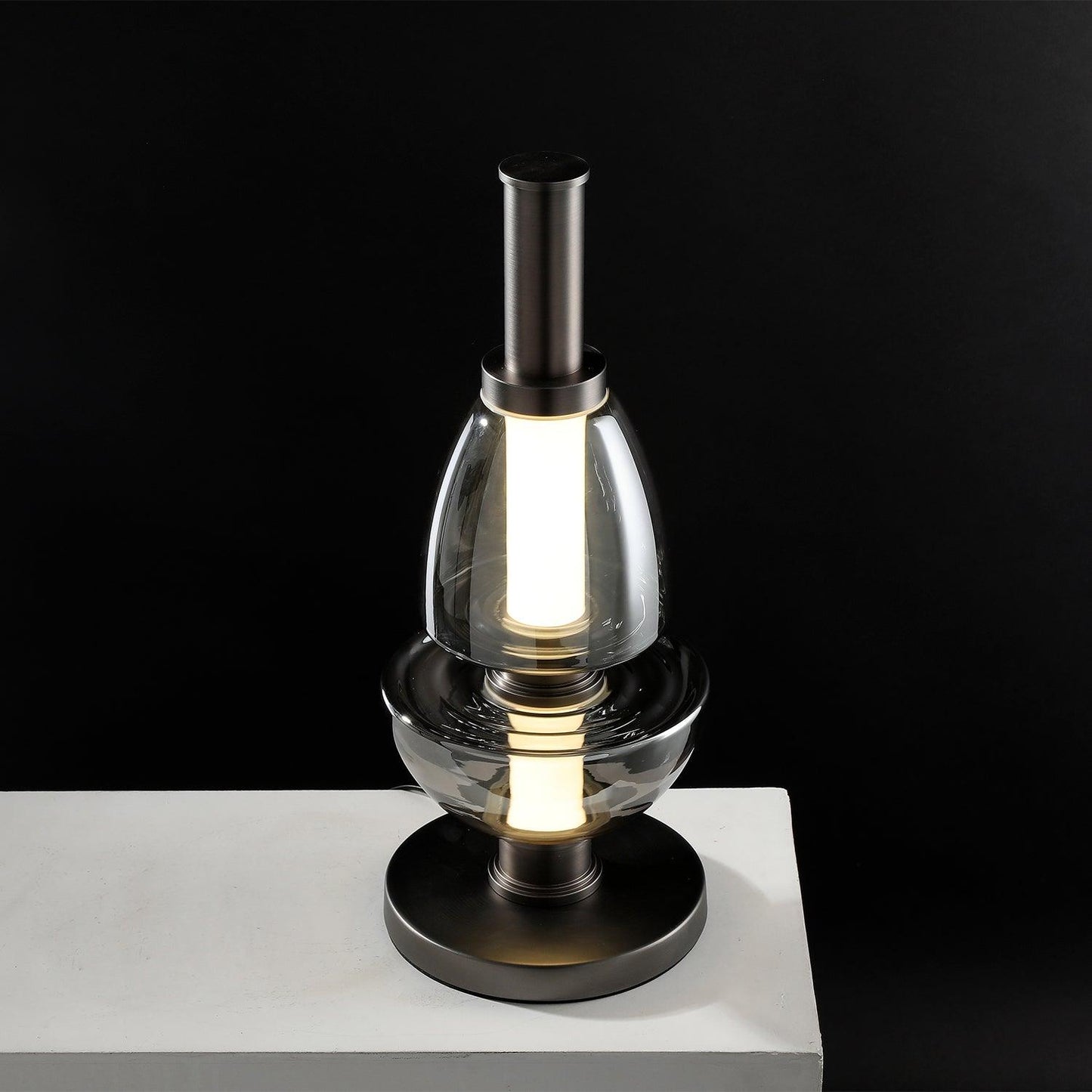 Symbol Table Lamp | Aluminium & Glass | Black & Gold