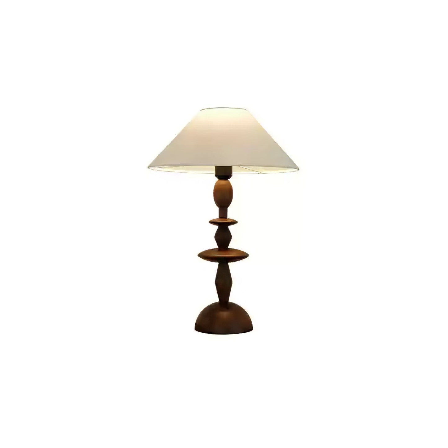Wood Table Lamp | Handcrafted Oak with Linen Shade | Walnut Color