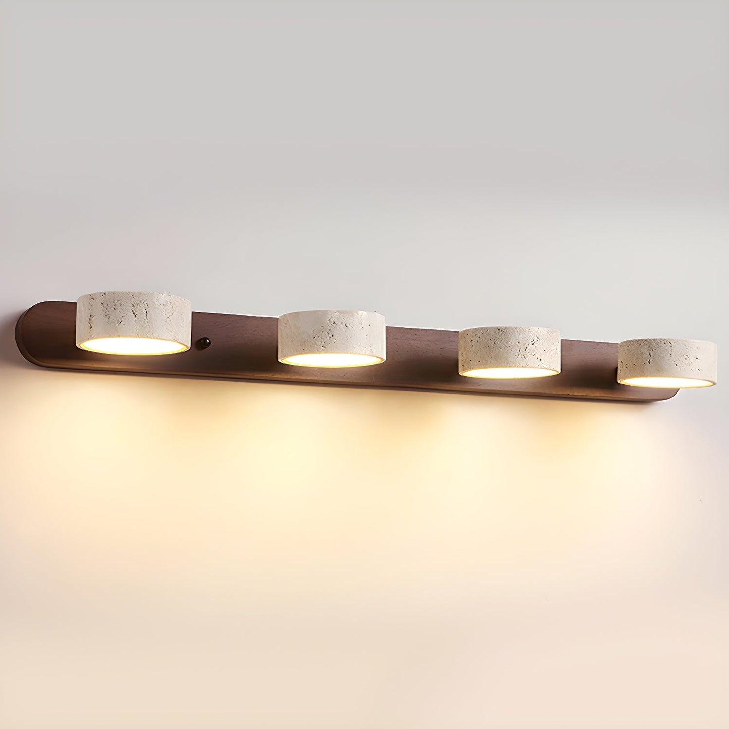 Travertine Wall Light | Yellow Travertine & Wood | 2-Lights