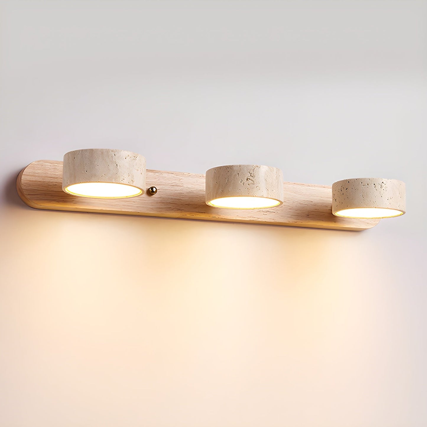 Travertine Wall Light | Yellow Travertine & Wood | 2-Lights