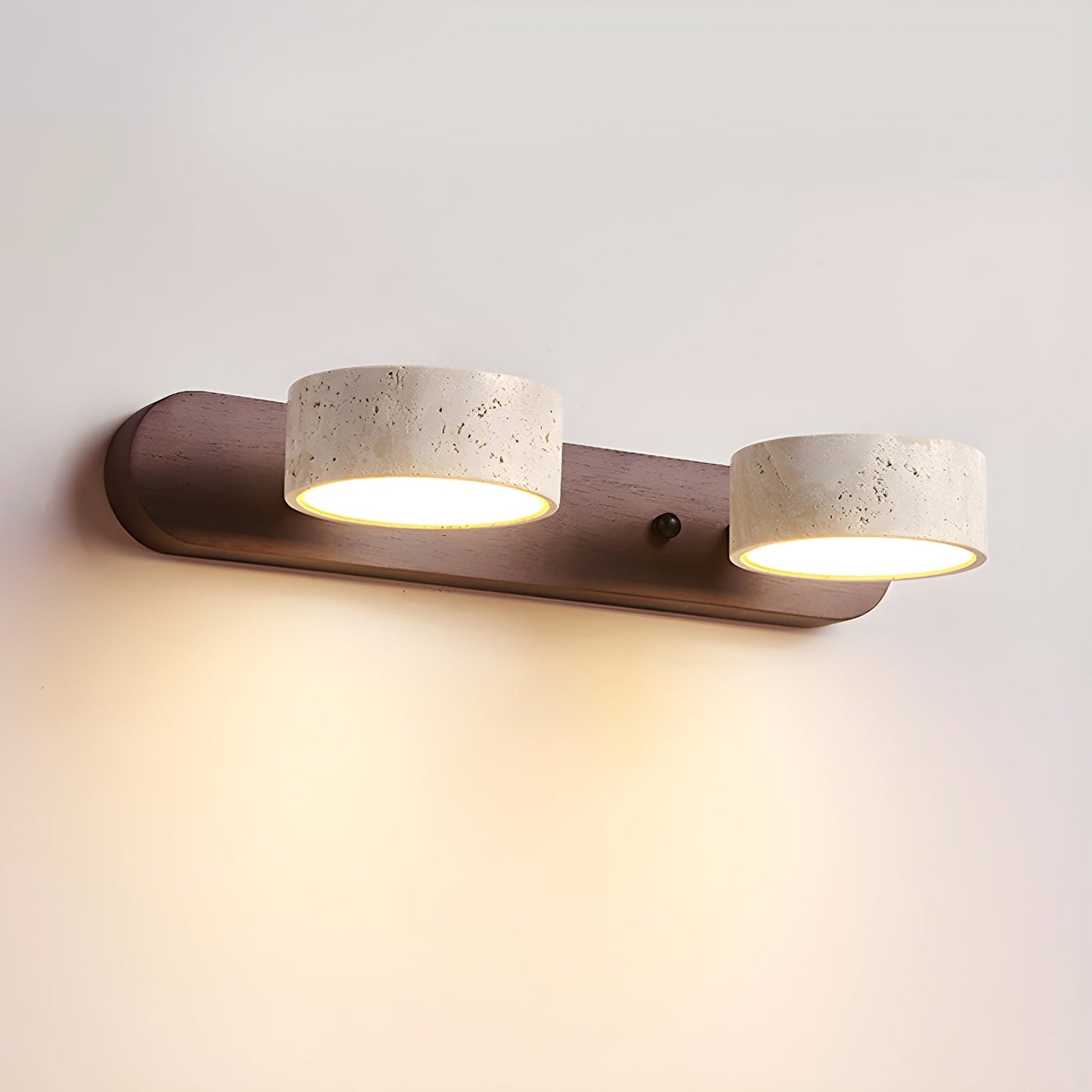Travertine Wall Light | Yellow Travertine & Wood | 2-Lights