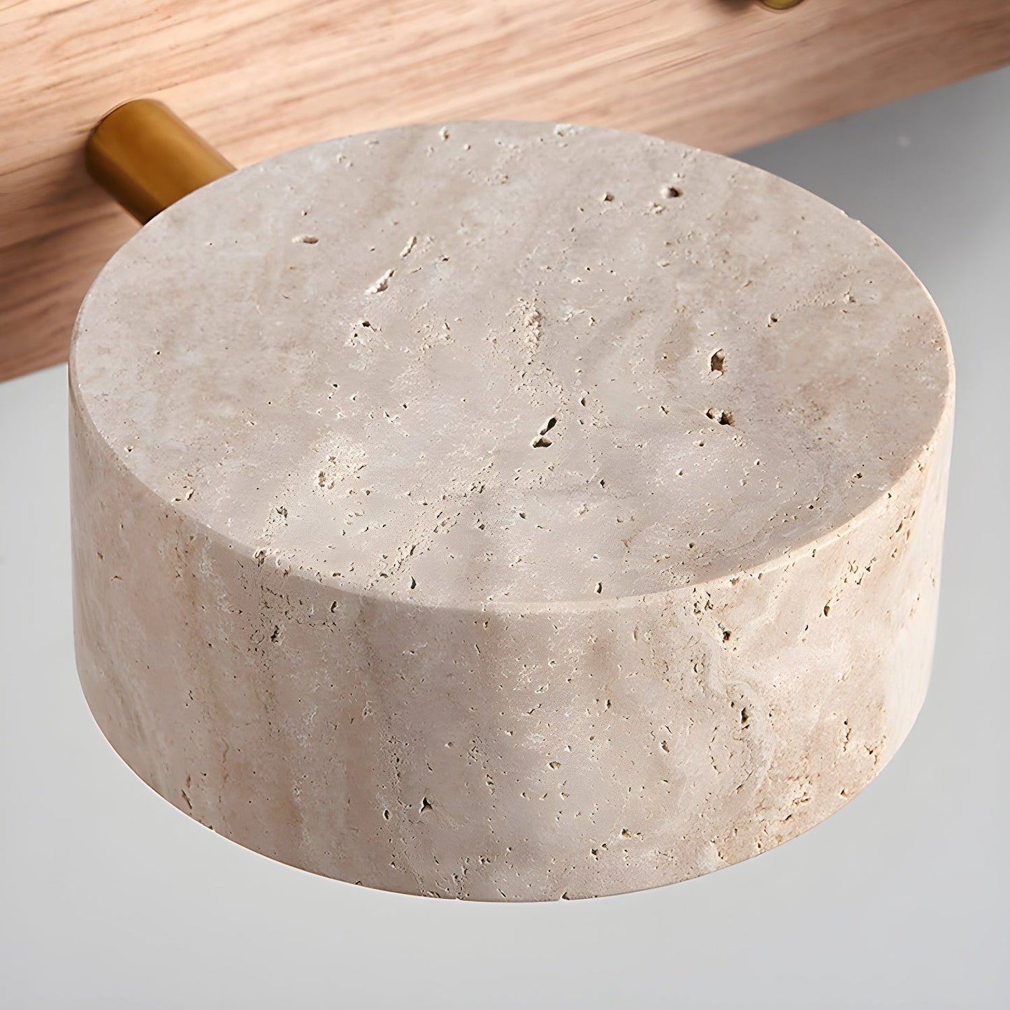 Travertine Wall Light | Yellow Travertine & Wood | 2-Lights