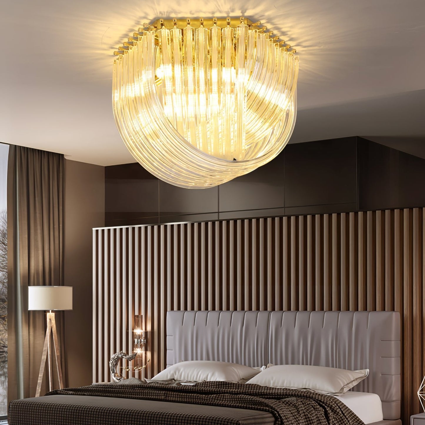 Trevi Murano Ceiling Lamp | Gold Finish & Sculptural Glass | 50cm, 65cm, 80cm Sizes