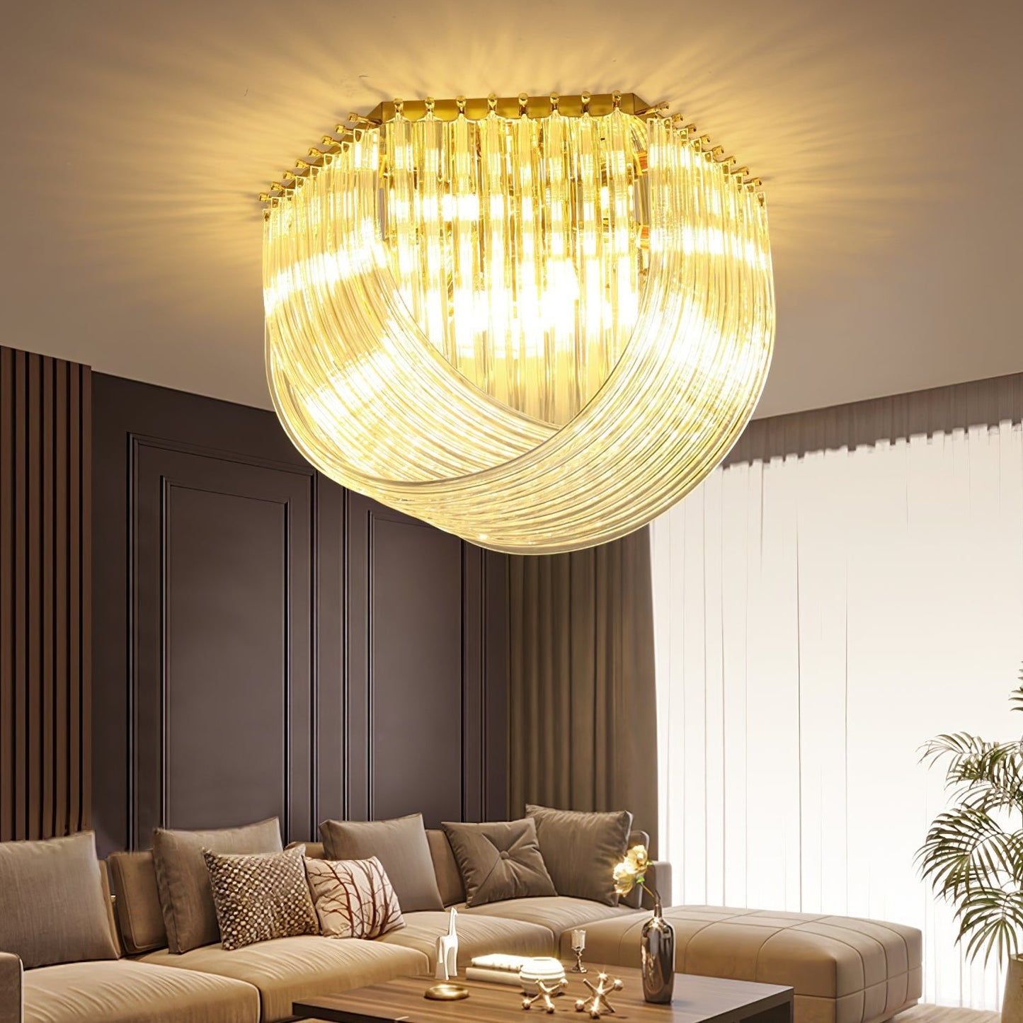 Trevi Murano Ceiling Lamp | Gold Finish & Sculptural Glass | 50cm, 65cm, 80cm Sizes