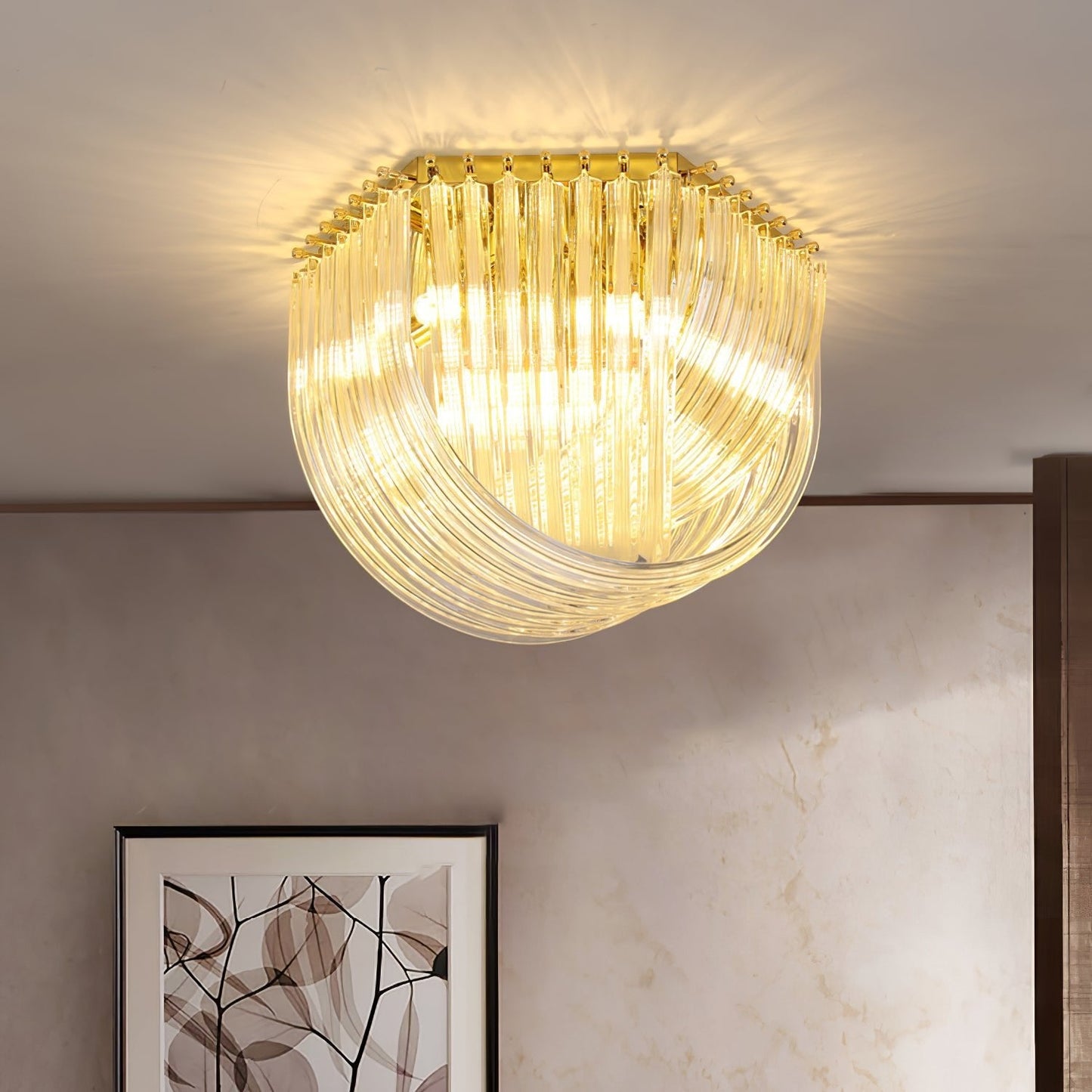 Trevi Murano Ceiling Lamp | Gold Finish & Sculptural Glass | 50cm, 65cm, 80cm Sizes