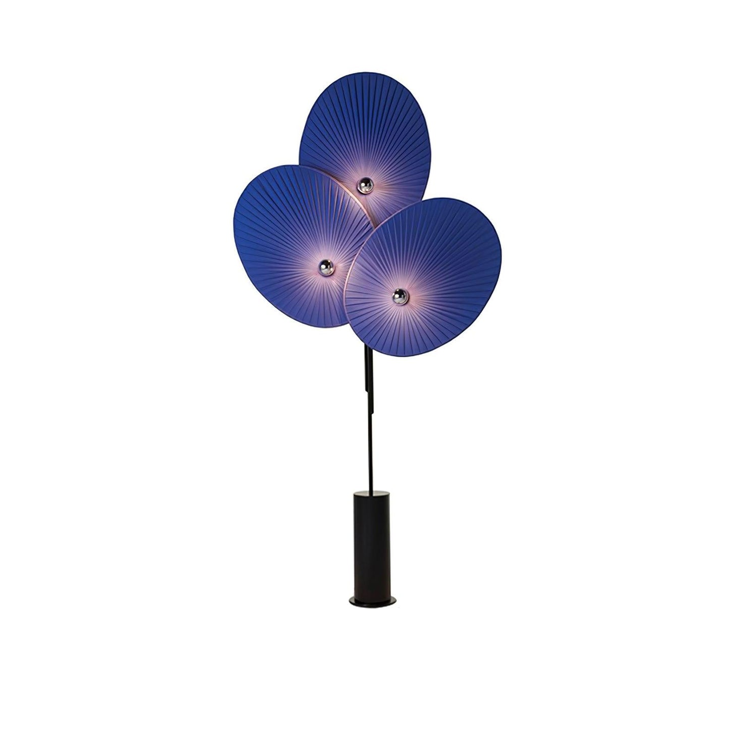 Floral Floor Lamp | Metal & Fabric | Black Frame, Red/Blue/White Shades