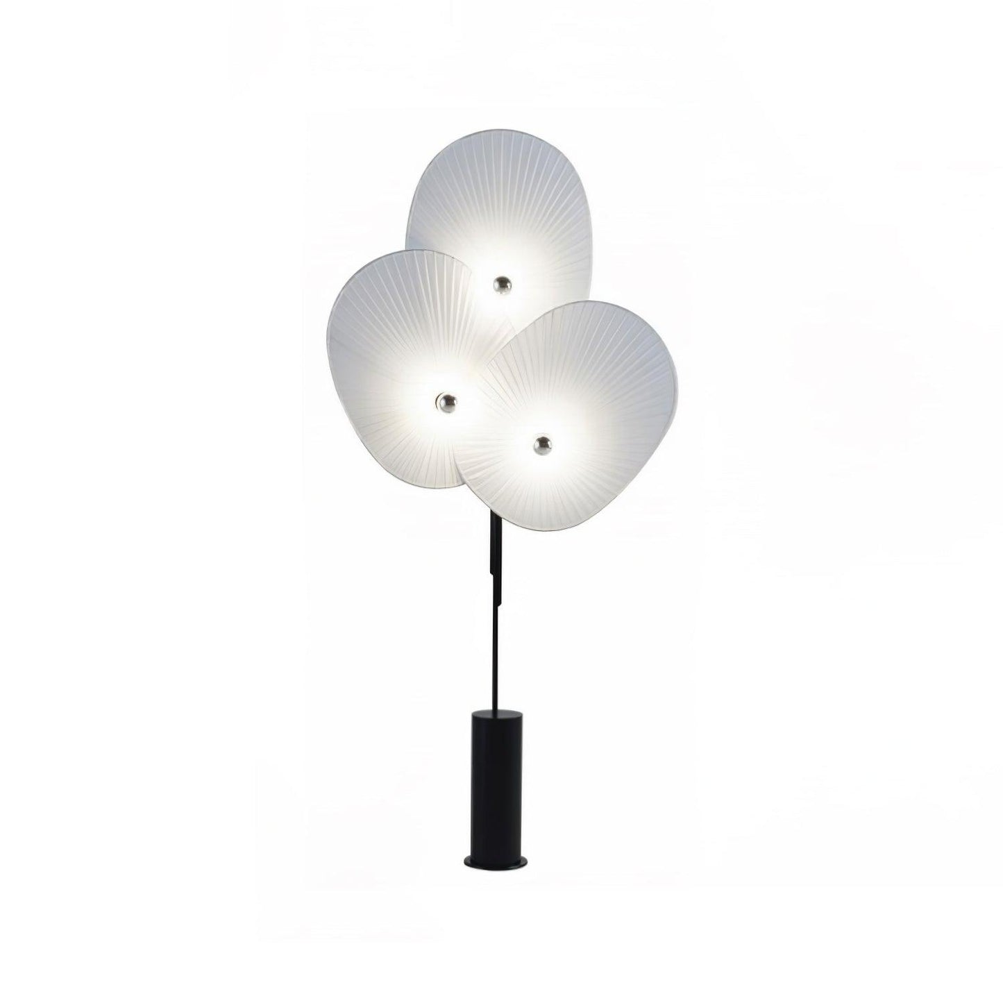 Floral Floor Lamp | Metal & Fabric | Black Frame, Red/Blue/White Shades