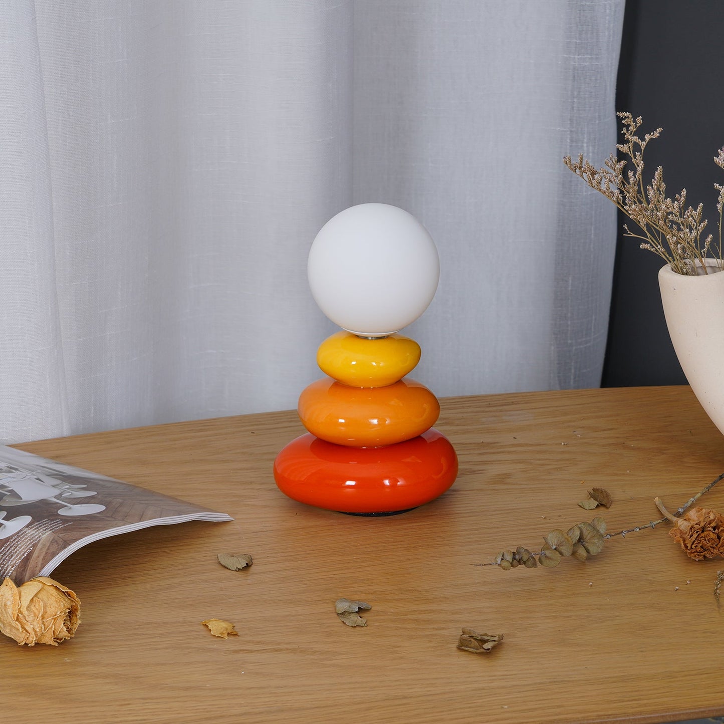 Triple Gourd Table Lamp | Glass & Ceramic | White, Grey, Blue, Red