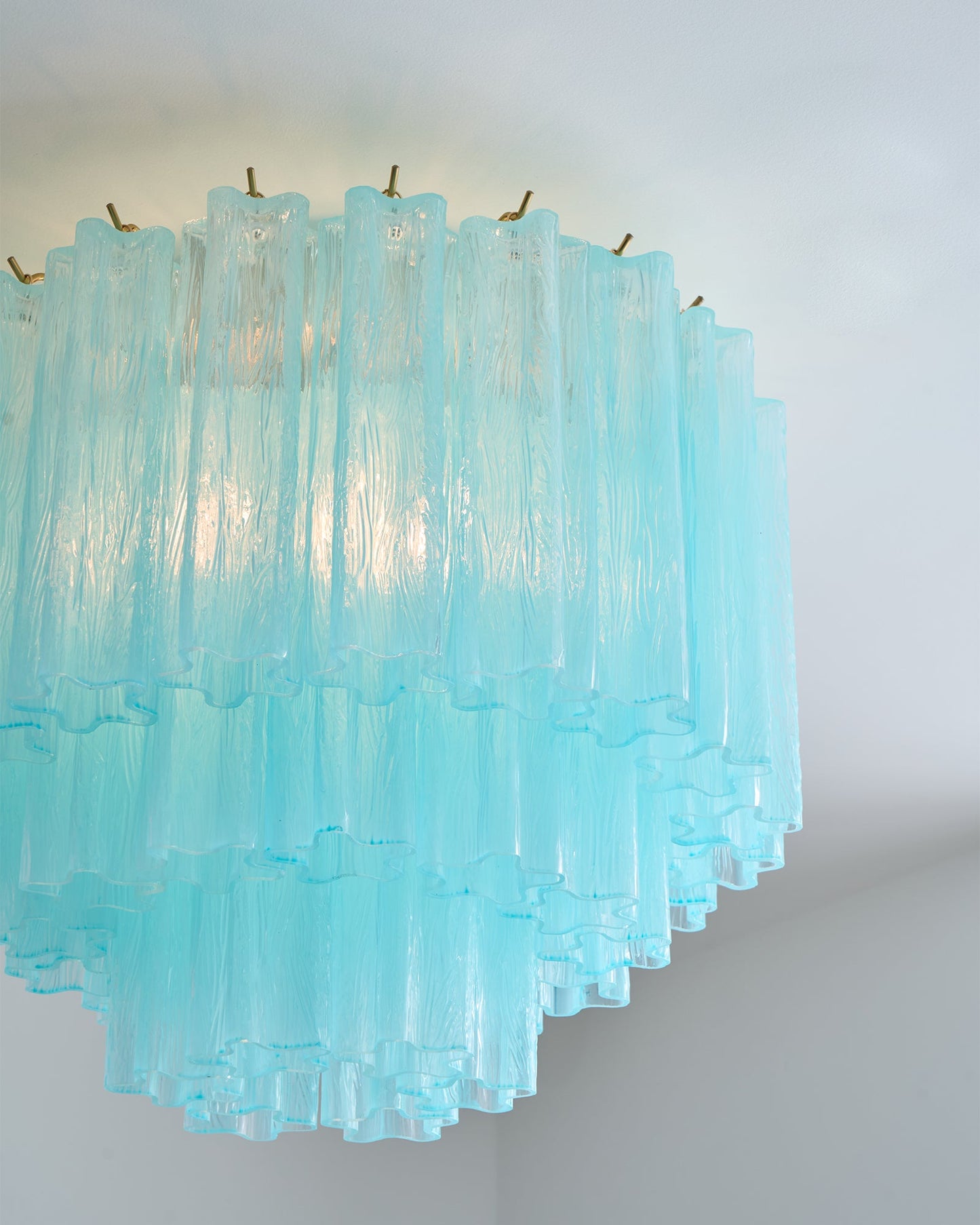 Tronchi Glass Tube Ceiling Lamp | Premium Metal & Glass | Gold & White/Blue