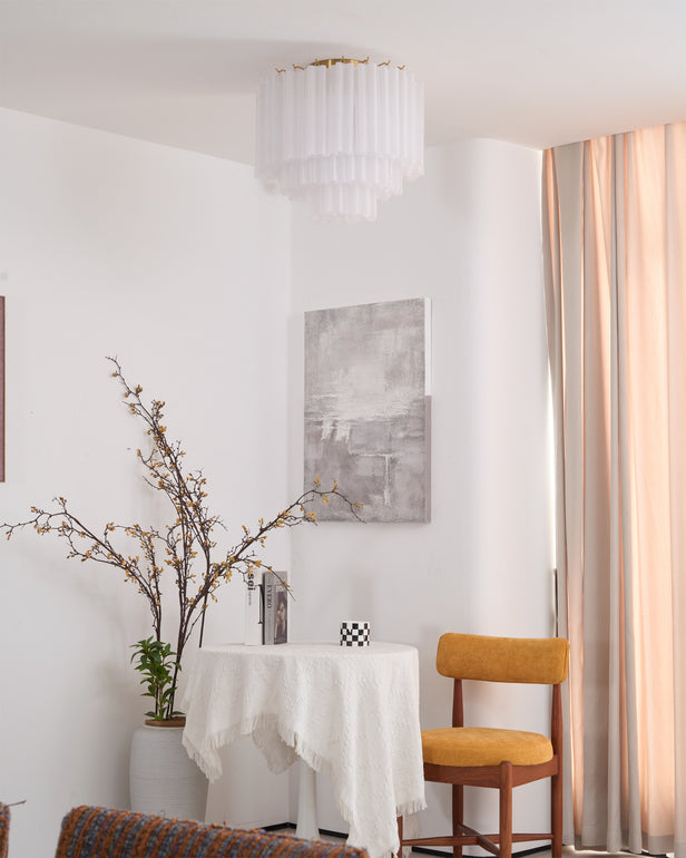 Tronchi Glass Tube Ceiling Lamp | Premium Metal & Glass | Gold & White/Blue