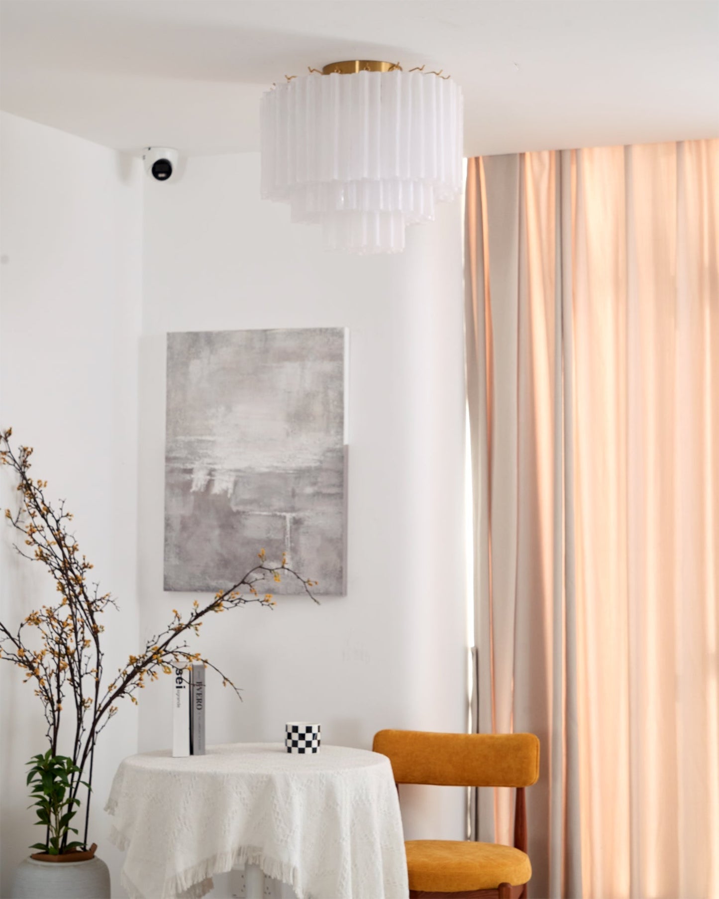 Tronchi Glass Tube Ceiling Lamp | Premium Metal & Glass | Gold & White/Blue