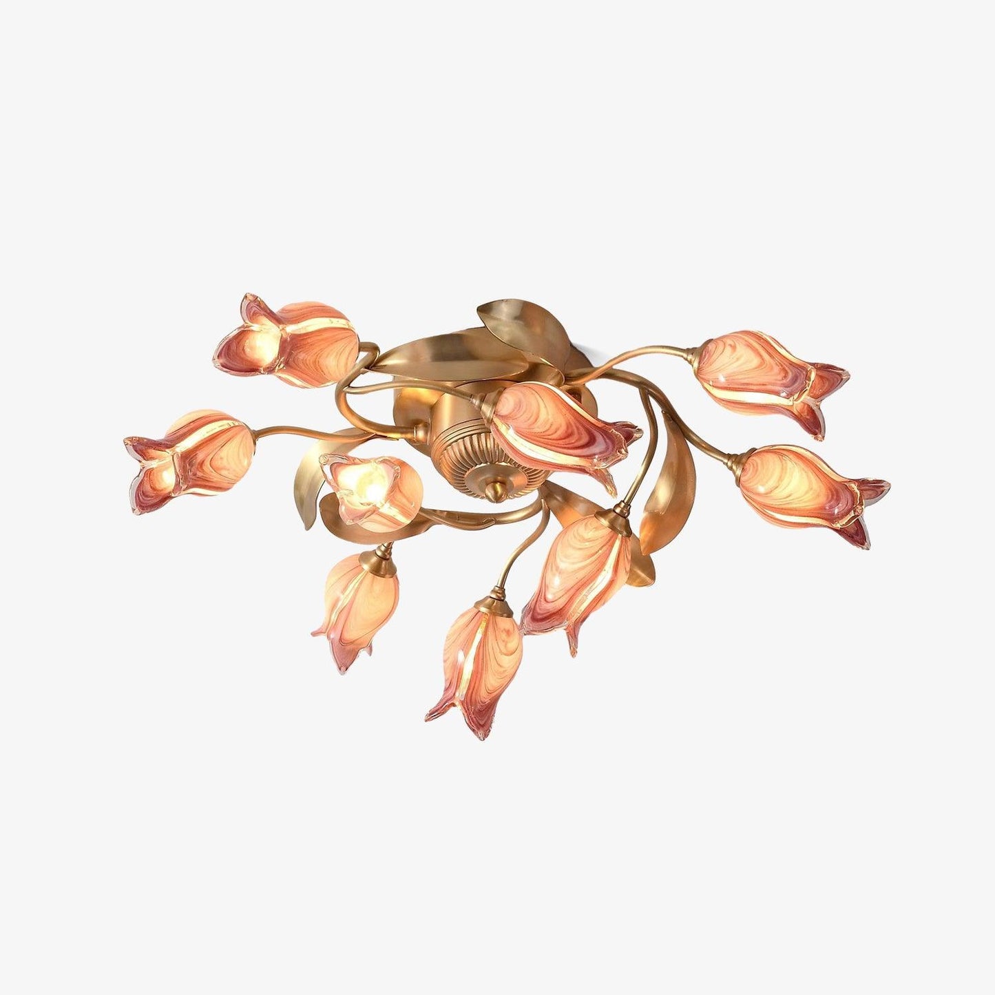 Tulip Ceiling Lamp | Glass & Metal | Pink and White