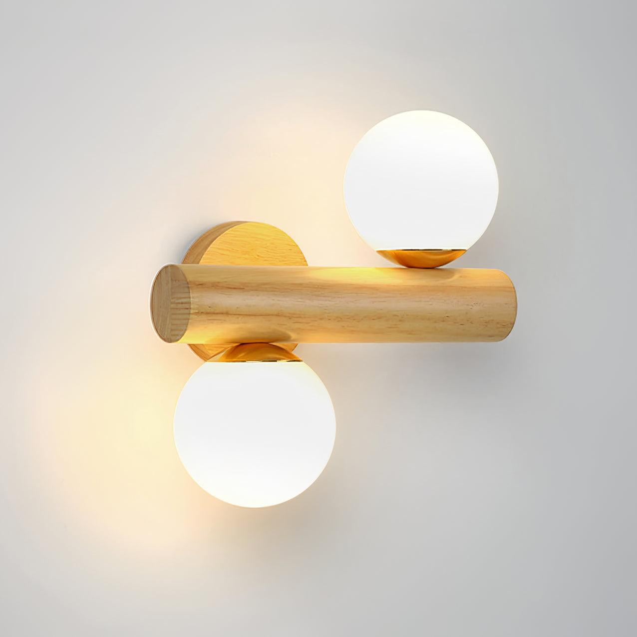 Tupelo Double Wall Sconce | Wood & Glass | Set of 2