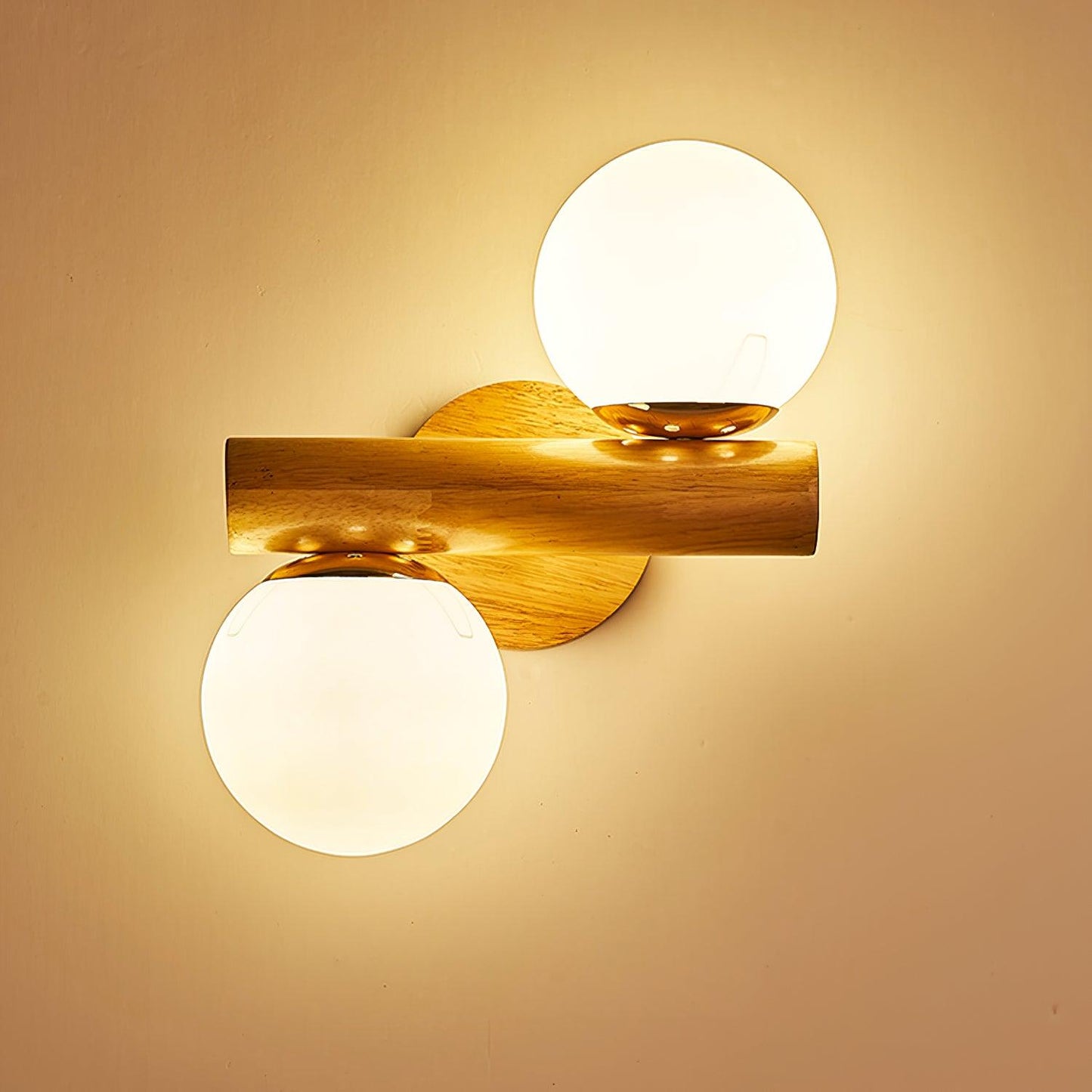 Tupelo Double Wall Sconce | Wood & Glass | Set of 2