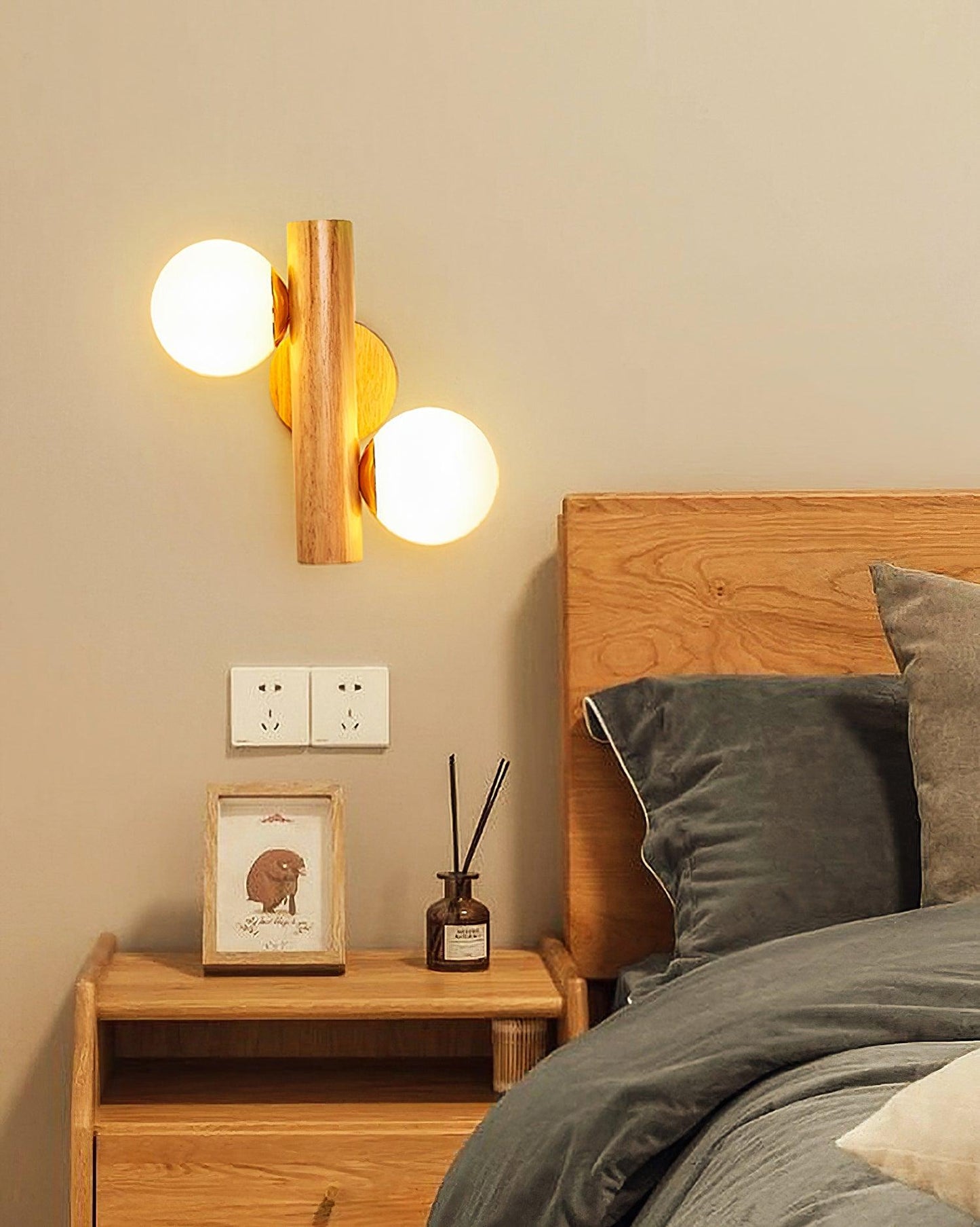 Tupelo Double Wall Sconce | Wood & Glass | Set of 2
