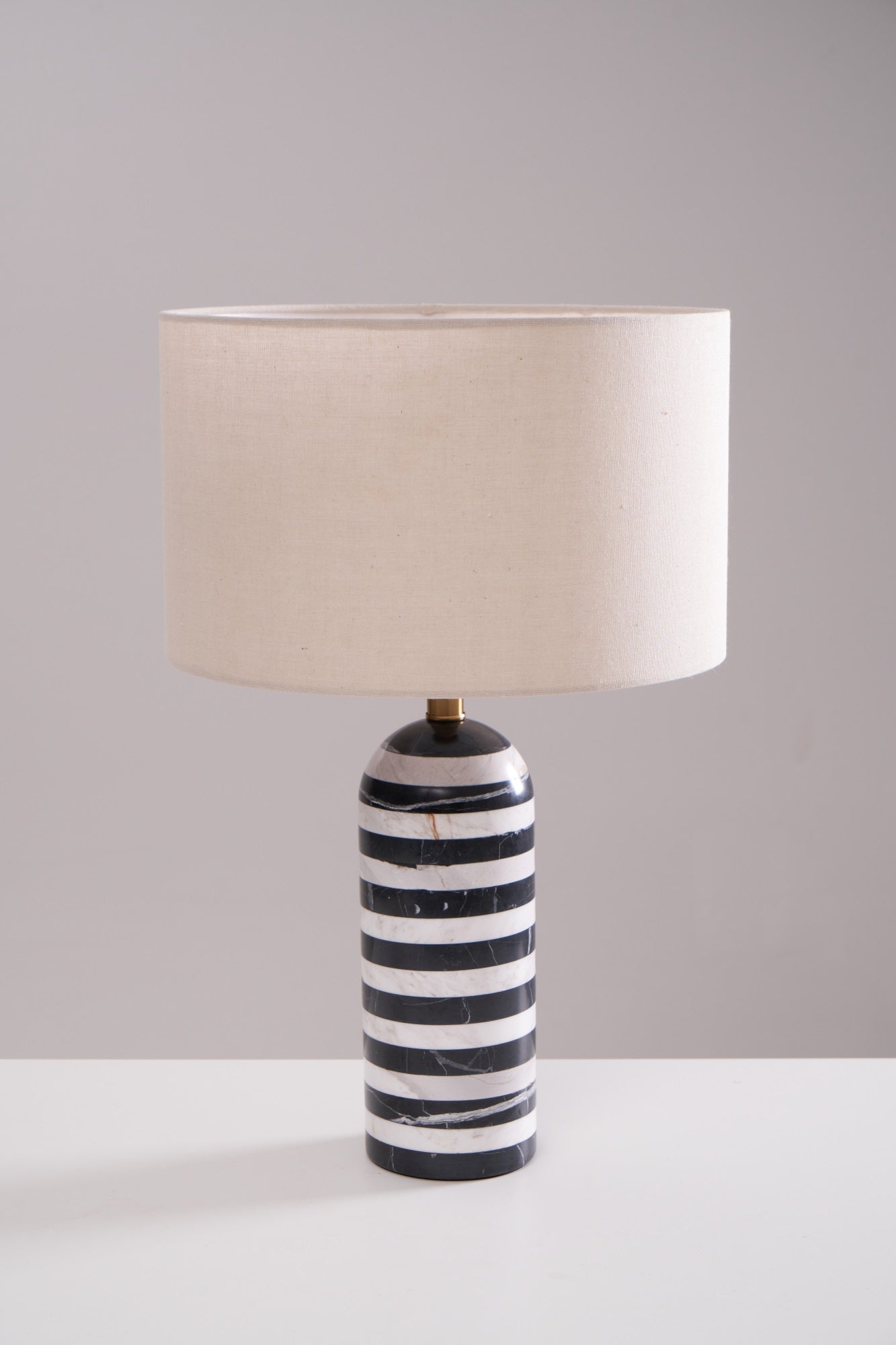 Tuxedo Table Lamp | Black and White Marble | 30cm Diameter