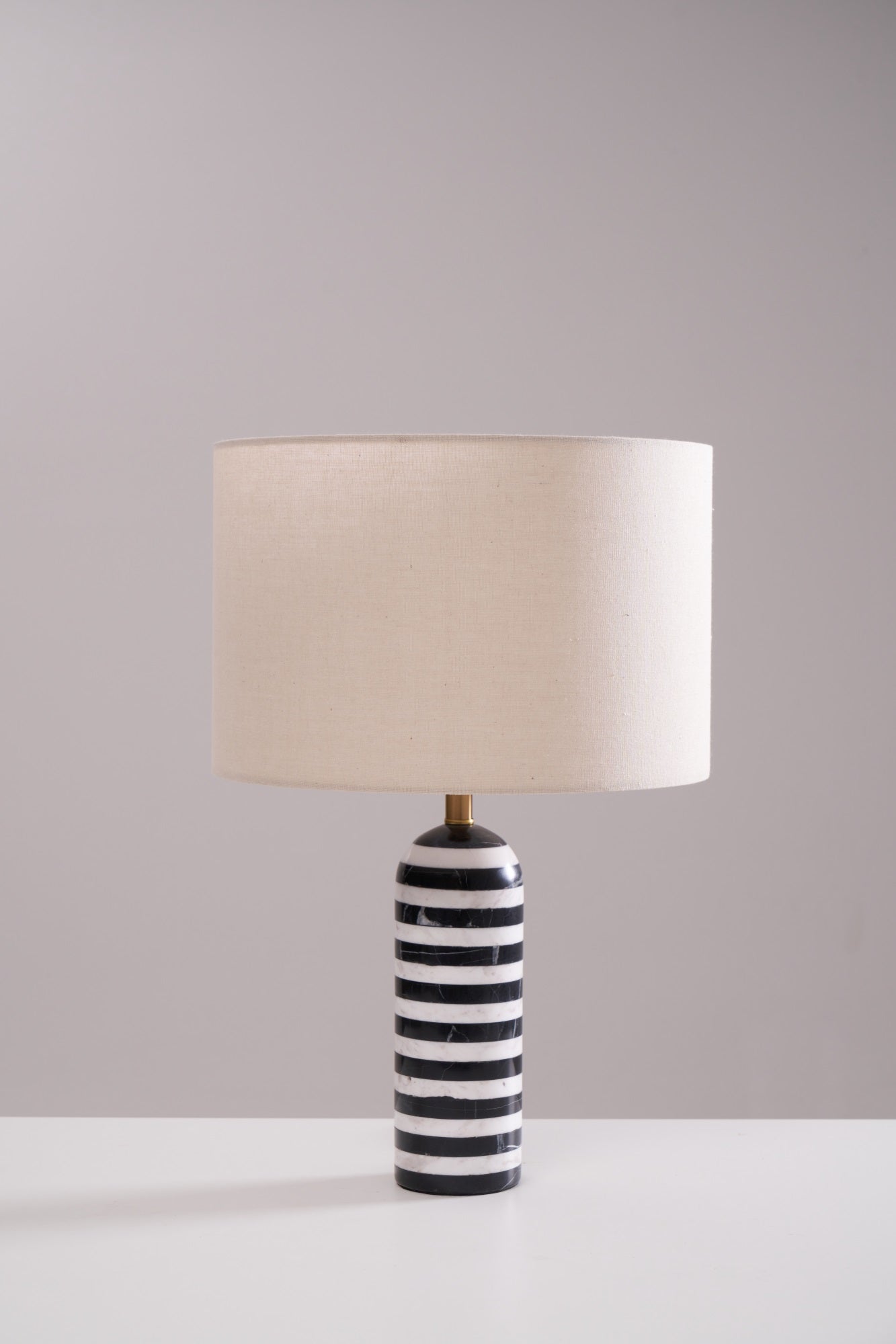 Tuxedo Table Lamp | Black and White Marble | 30cm Diameter