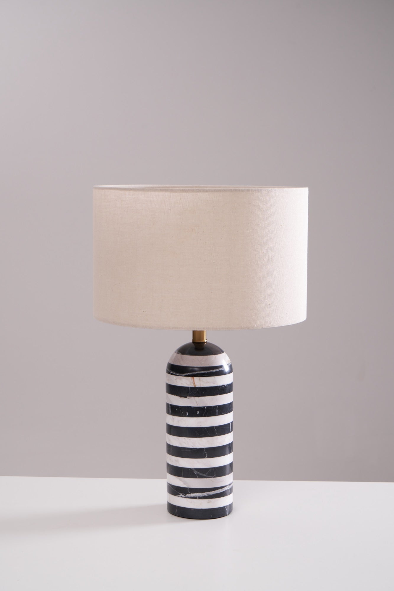 Tuxedo Table Lamp | Black and White Marble | 30cm Diameter