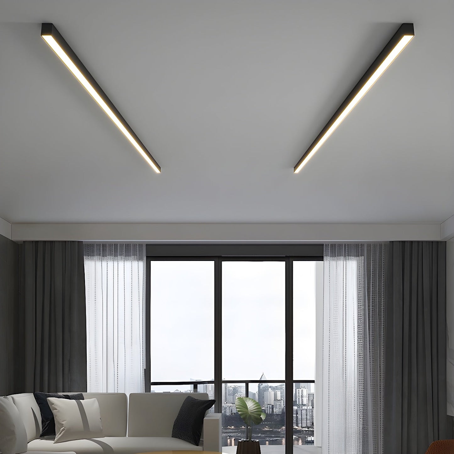 Linear Ceiling Light | Ultra Slim Metal & Acrylic | Multiple Sizes Available