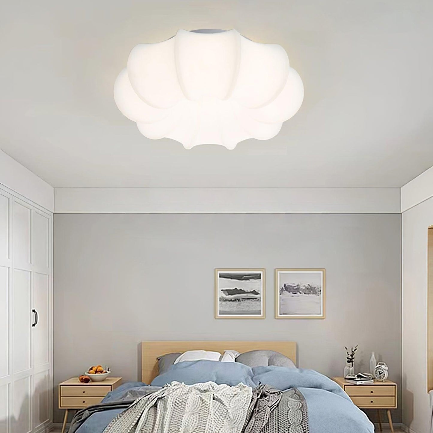 Umbrella Ceiling Lamp | White Metal & Acrylic | 45cm Diameter
