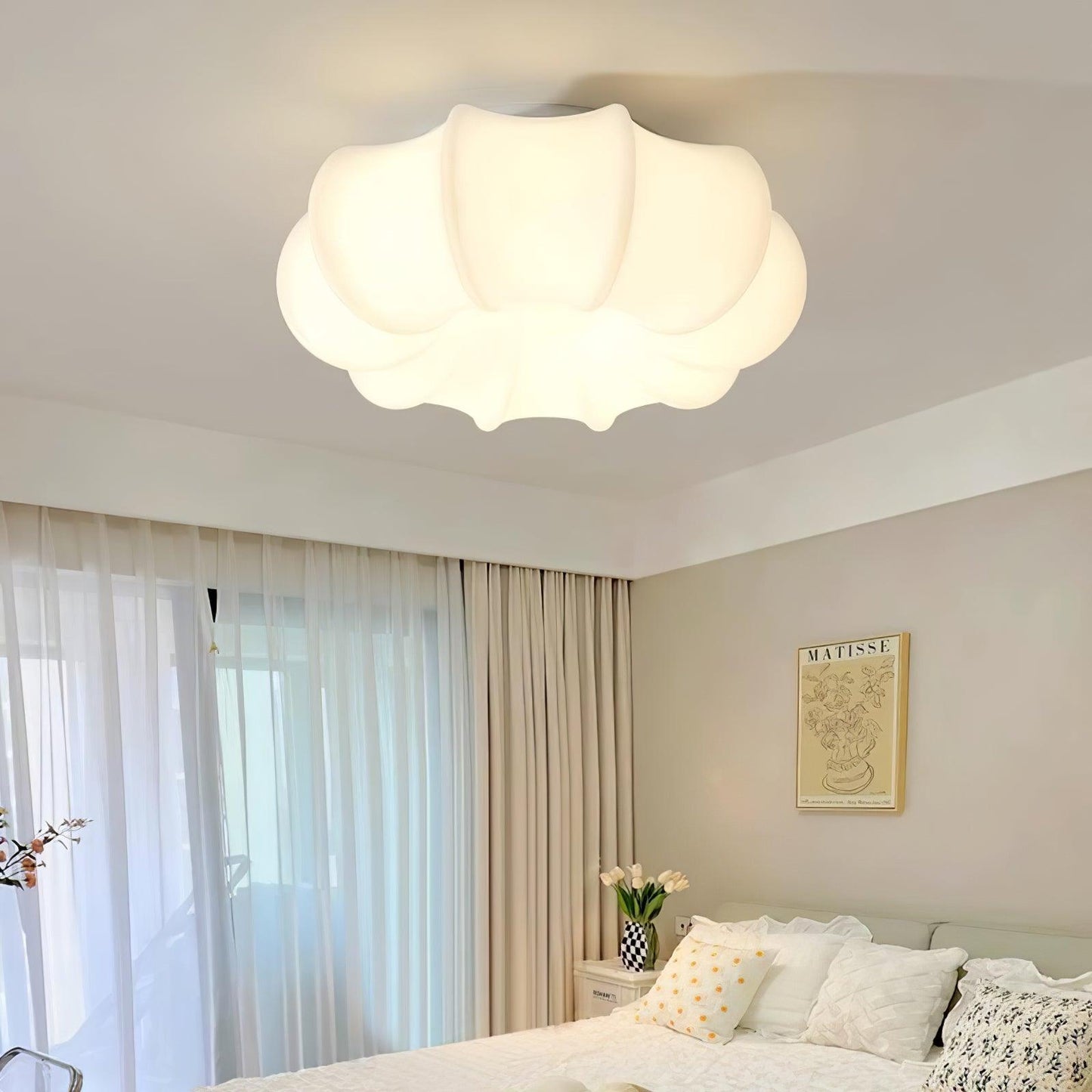 Umbrella Ceiling Lamp | White Metal & Acrylic | 45cm Diameter