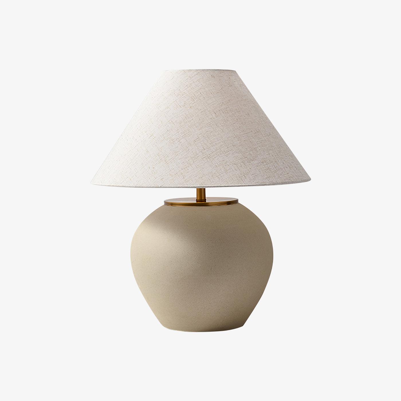 Upsala Ekeby Table Lamp | Handcrafted Ceramic & Metal | Beige with White Shade