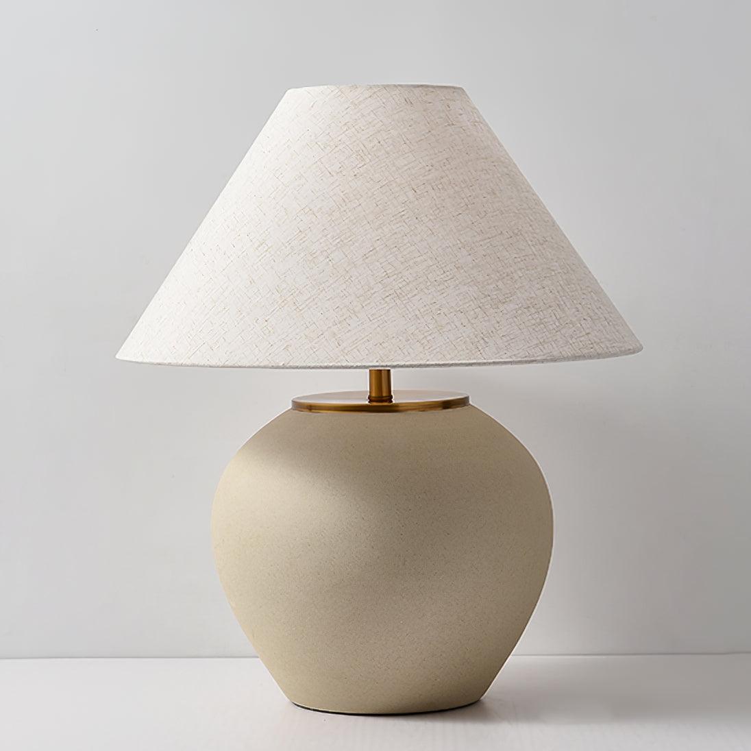 Upsala Ekeby Table Lamp | Handcrafted Ceramic & Metal | Beige with White Shade