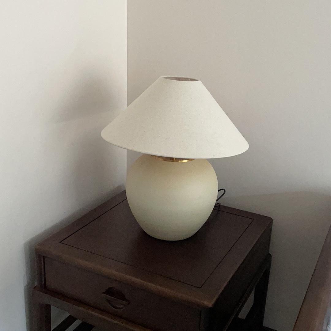 Upsala Ekeby Table Lamp | Handcrafted Ceramic & Metal | Beige with White Shade