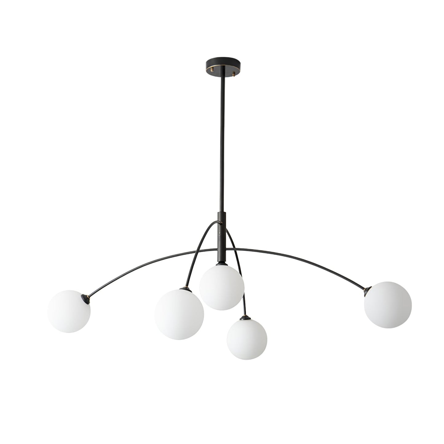 Valentina Arc Chandelier | Wrought Iron, Glass & Wood | 5-Light