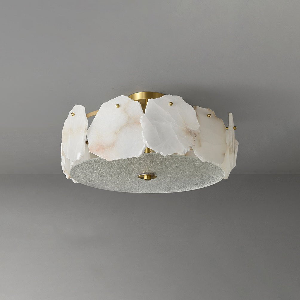 Alabaster Ceiling Lamp | Organic Design Copper Base | 45cm or 60cm Diameter