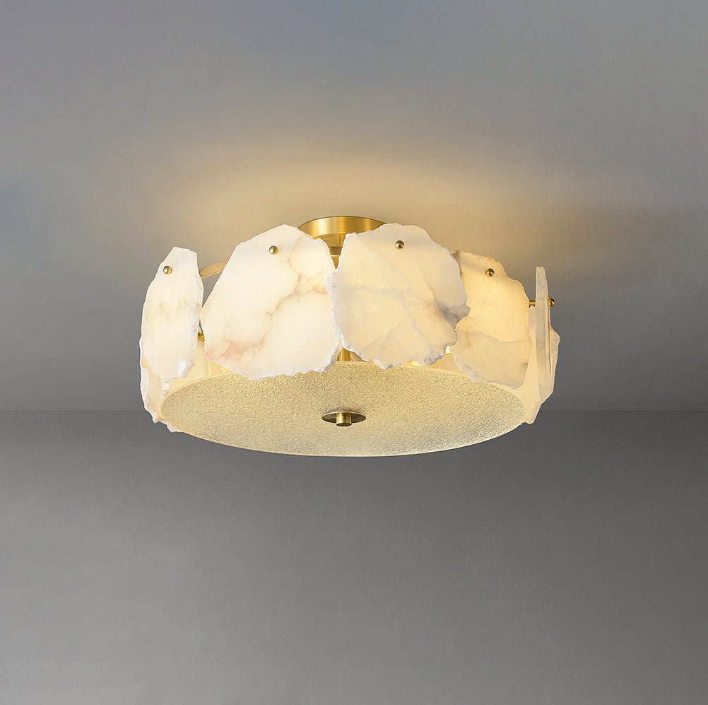 Alabaster Ceiling Lamp | Organic Design Copper Base | 45cm or 60cm Diameter