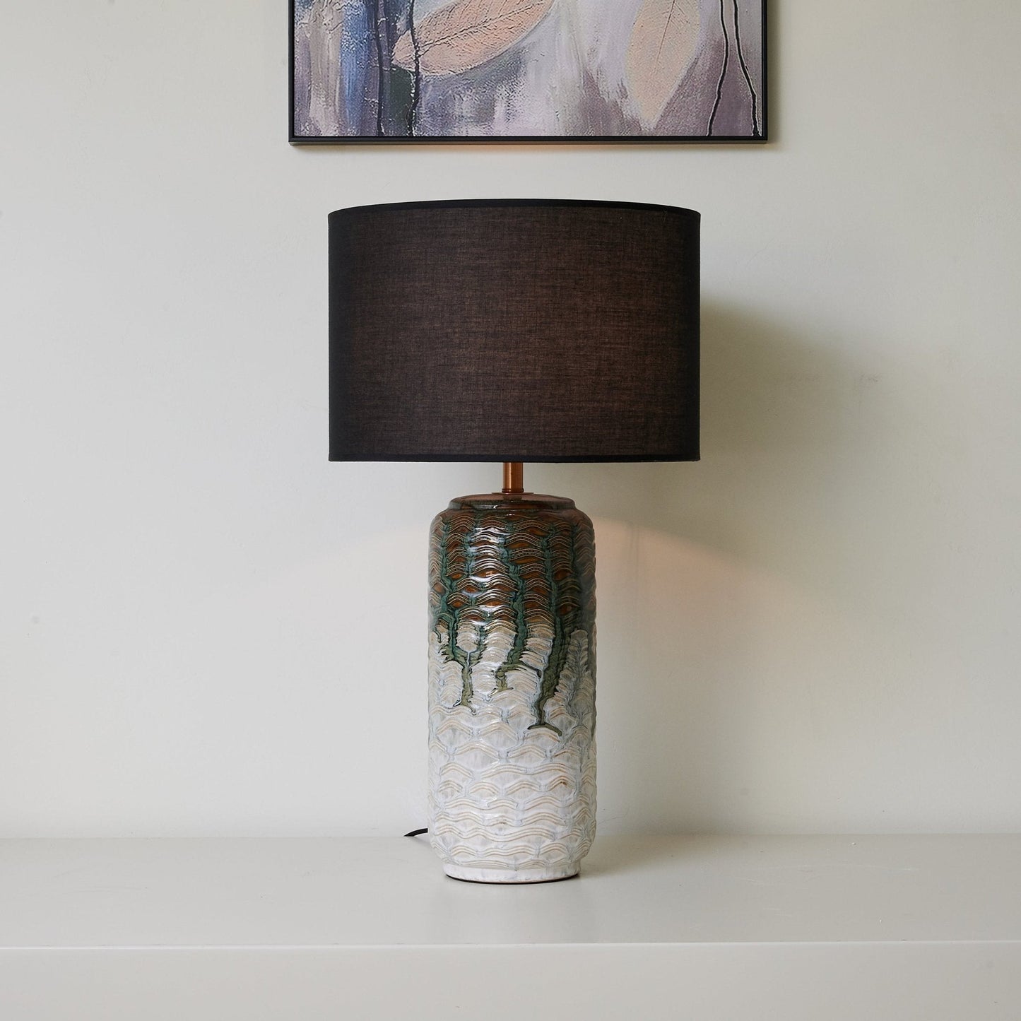 Ceramic Table Lamp | Hand-Glazed Green Design | 62cm Height