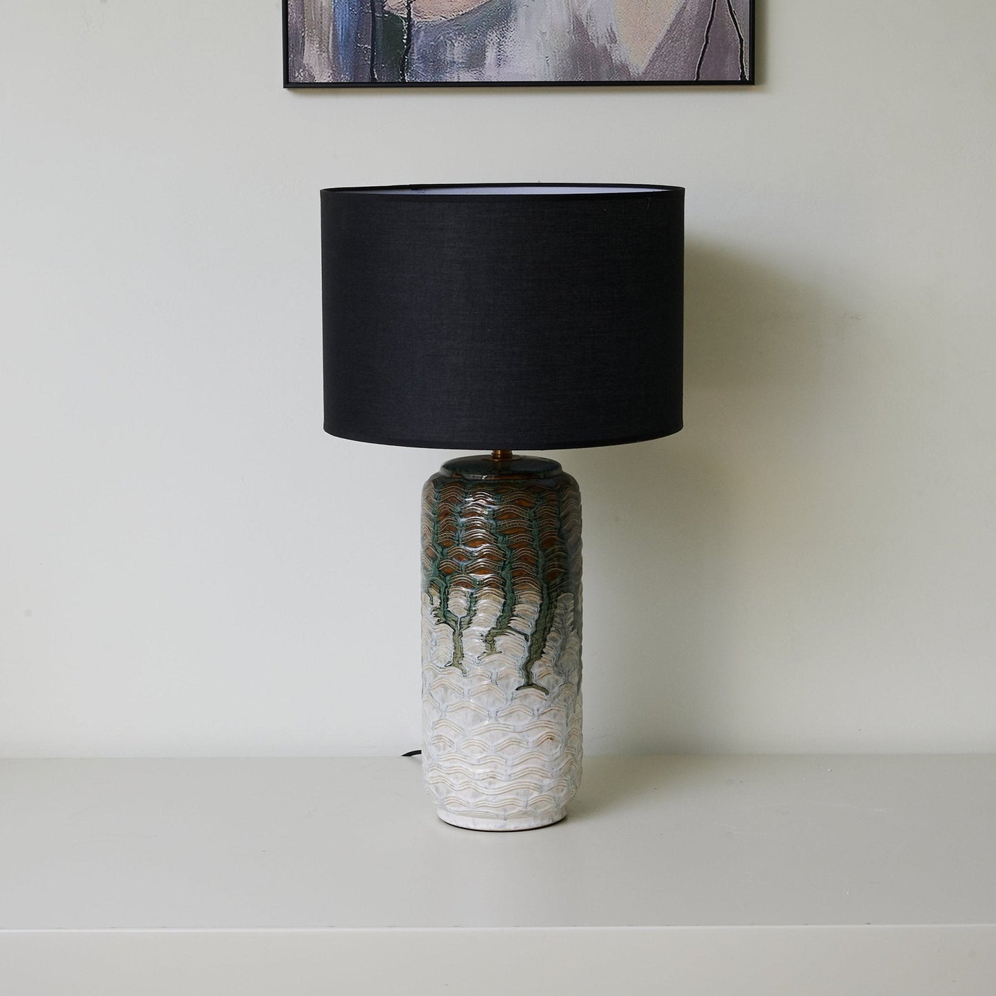 Ceramic Table Lamp | Hand-Glazed Green Design | 62cm Height