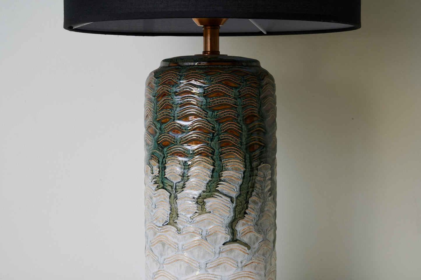 Ceramic Table Lamp | Hand-Glazed Green Design | 62cm Height