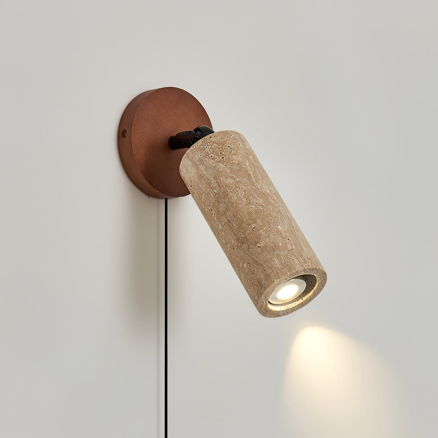 Wall Light | Yellow Travertine & Wood | Adjustable