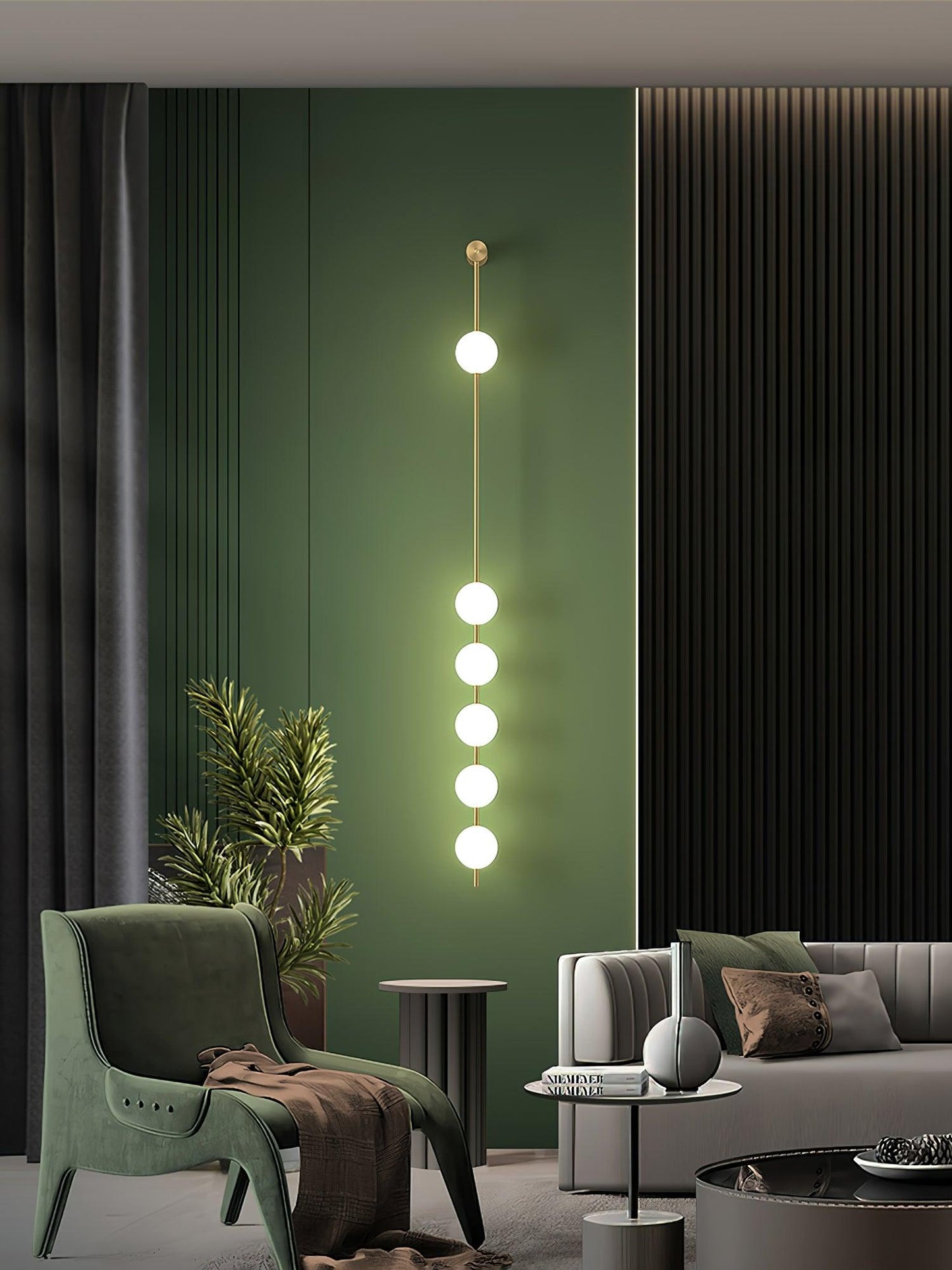 Vertical Balls Wall Lamp | Gold Brass | Set of 2