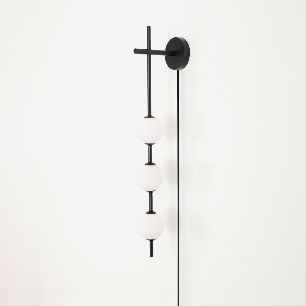 Vertical Globe Wall Lamp | Brass & Metal | Matte White Glass Shade