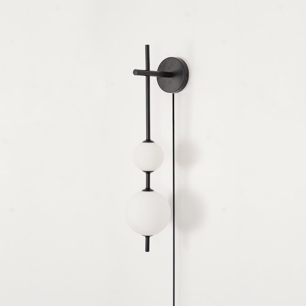 Vertical Globe Wall Lamp | Brass & Metal | Matte White Glass Shade