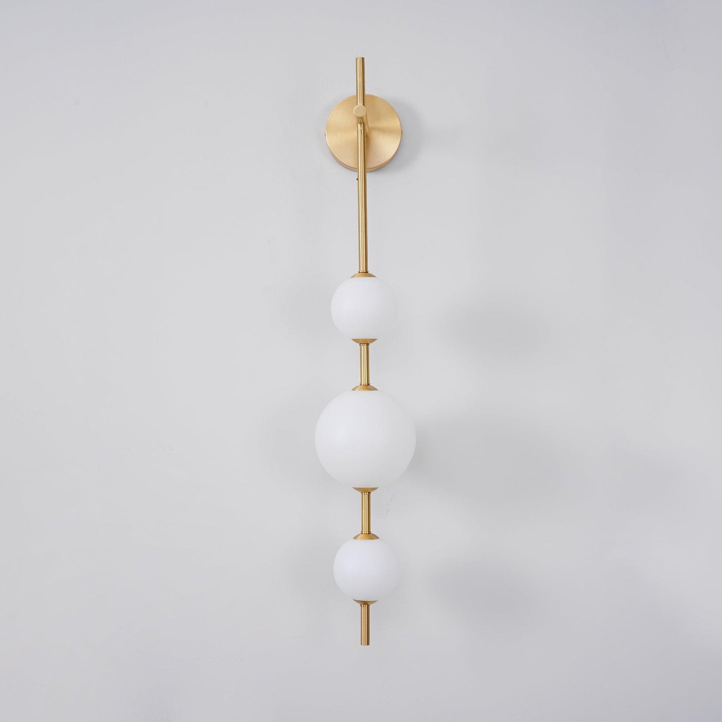 Vertical Globe Wall Lamp | Gold Metal & White Glass | Dimmable