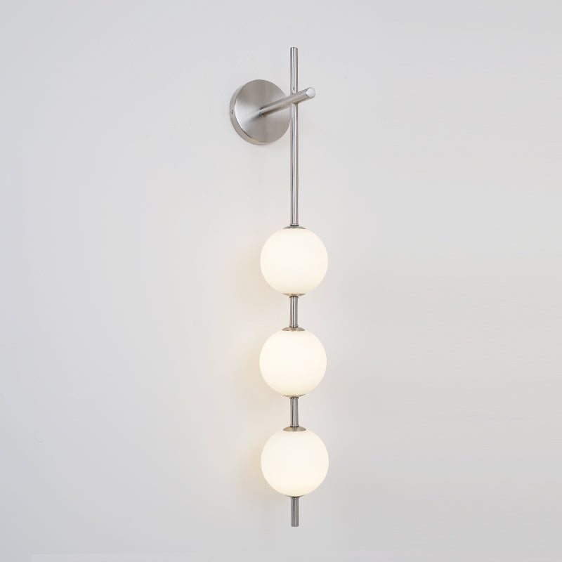 Vertical Globe Wall Lamp | Gold Metal & White Glass | Dimmable