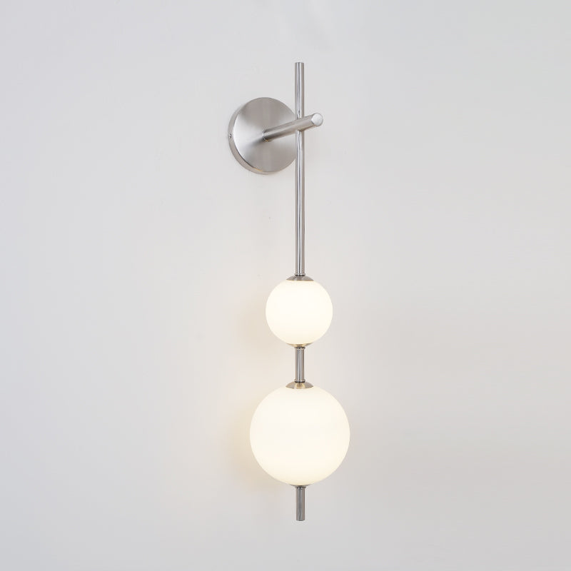 Vertical Globe Wall Lamp | Gold Metal & White Glass | Dimmable
