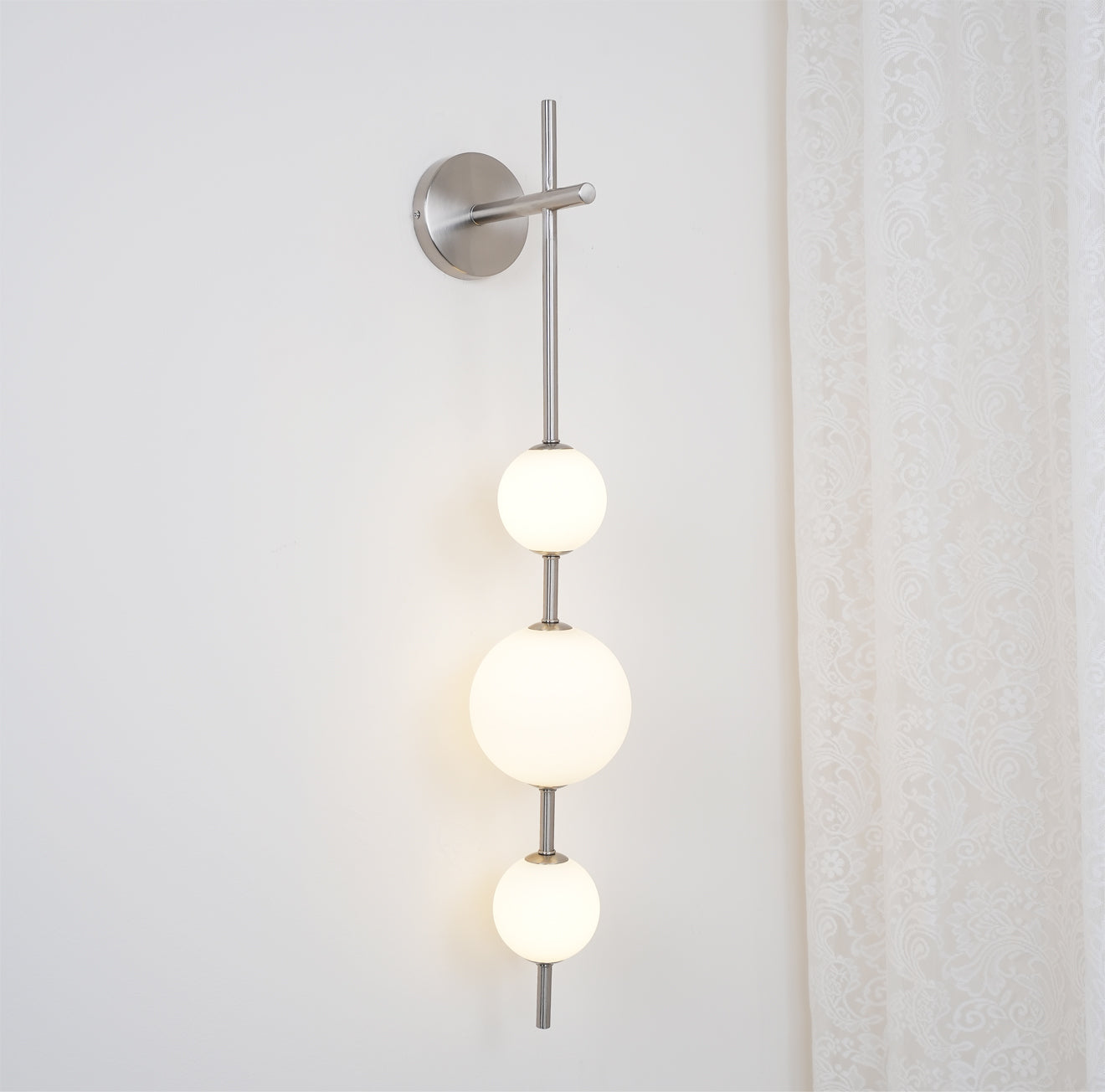 Vertical Globe Wall Lamp | Gold Metal & White Glass | Dimmable